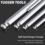 L-shaped ball-end hex wrench combination extended set